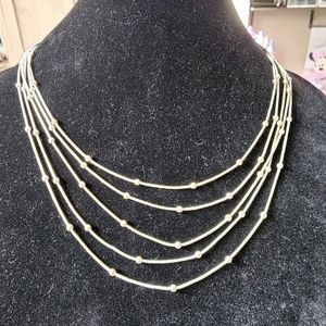 Vintage 5 Strand Silver Plated Adjustable Ball and Chain Necklace